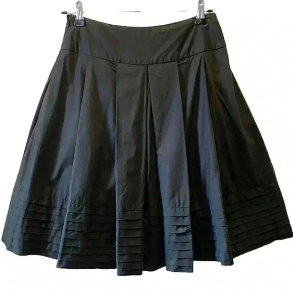 Vintage Alfred Sung Pleated A-Line Skirt 100% Cotton  Lined Black Size 4 - Picture 2 of 15